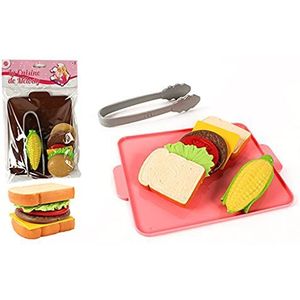 FLYPOP'S - Snijplank Sandwich Speelset - Imitatiespel - 118722 - Multicolor - Plastic - Keuken - Voedsel - Kinderspeelgoed - Pizza - Steak - 28 cm x 20 cm - Vanaf 3 jaar.