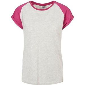 Urban Classics Dames Dames Contrast Raglan Tee T-Shirt, Licht Grijs/Roze, S