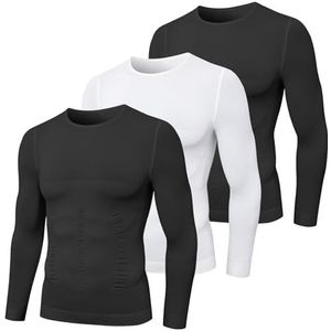 MEETYOO T-shirt voor heren, zwart + zwart + wit, S