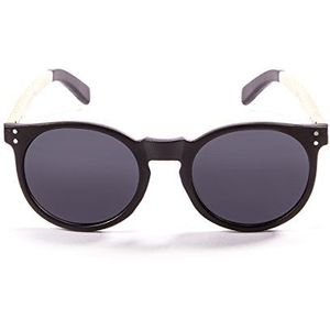 Ocean Sunglasses Lizard Zonnebril, uniseks, volwassenen, zwart frame/hout naturel wit/zwarte arms/smoke lens