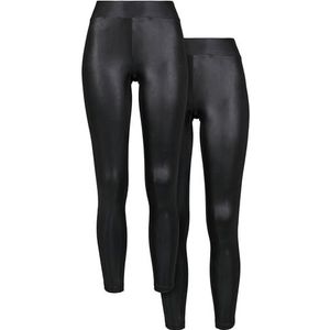 Urban Classics Dames Dames Dames Synthetisch Leather 2-Pack Leggings, Zwart + Zwart, S