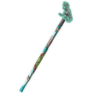 Stylex 44153 - potlood met gum topper in dinosaurus-design, gesorteerd, ideaal voor school of als cadeautje voor de kinderverjaardag