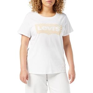 Levi's Plus Size Perfect Tee T-shirt Vrouwen, Wavy Batwing Fill White +, 1XL