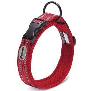 Record - Hondenhalsband Ande – van duurzaam nylon – reflecterende details – sluitclip van kunststof – kleur rood – maat XXS – 1,5 cm – omtrek 28 – 30 cm