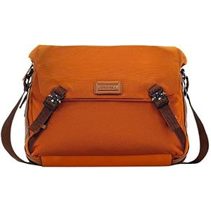 Scharlau Schoudertas Air Force One voor heren van stof en leer in de kleur oranje, BR12-N08OR, oranje, 40 x 32 x 14 cm, schoudertas