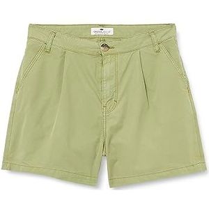 Cross Geplooide chino shorts voor dames, olijfgroen (light olive), 25W