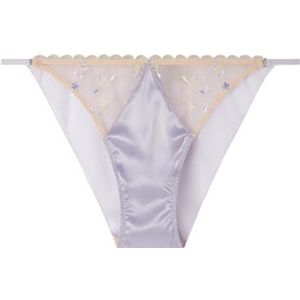 Women'secret Klassieke slip van tule met bloemenpatroon voor dames, Lavendel (Licht), M