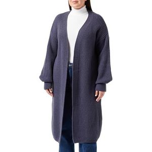 LEOMIA Gebreide lange cardigan voor dames, 25825306-LE02, grijsblauw, XL/XXL, grijsblauw, XL/XXL