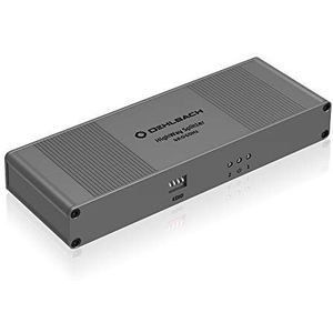 Oehlbach Highway HDMI splitter 1:2 - verliesvrije audio- en video-signaaloverdracht actief verdelen - ideaal voor 4K, HDR, Dolby Vision, 3D, 1080p, 2160p, UHD, 4K met 60Hz - zilver