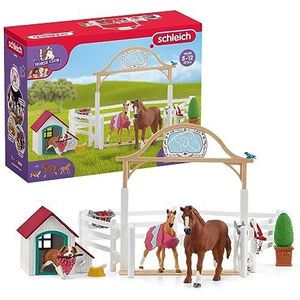 schleich HORSE CLUB — Hannahs Gastpaarden met Hond Ruby, 20-Delige Speelset, Inclusief Merrie, Veulen, Pop Hannah en Hondenfiguurtje, Dieren van Schleich voor Kinderen Vanaf 5 Jaar - 42458