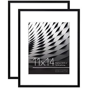 Americanflat 11x14 fotolijst in zwart - Displays 8x10 met mat en 11x14 zonder mat - horizontale en verticale formaten voor muur (2 stuks)