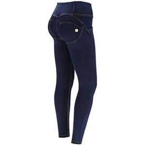 FREDDY WR.up® 7/8 superskinny, hoge taille, vormend effect, Donkere jeans met gele naden., L