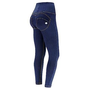 FREDDY WR.up® 7/8 superskinny, hoge taille, vormend effect, Donkere jeans met gele naden., L
