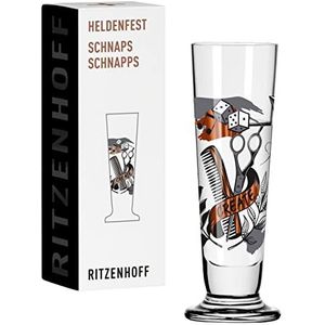 Ritzenhoff 1061009 borrelglas 40 ml – Serie Heldenfest motief nr. 9 – Barber – rond en meerkleurig – Made in Germany