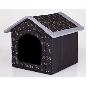 Hobbydog R1 BUDCWP14 Doghouse R1 38X32 cm Zwart met Dogs, XS, Zwart, 600 g