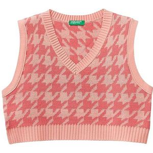 United Colors of Benetton Vest voor mannen en meisjes, Quadri Rosa Salmone E Rosa 03z, M