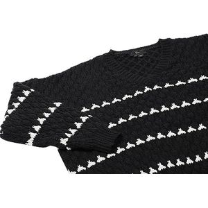 faina Dames modieuze trui met V-hals en kleurblokdesign zwart maat XS/S, zwart, XL