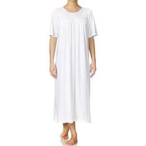 Calida Dames zacht katoenen nachthemd van katoenen nachthemd in tijdloze look, wit, 52/54