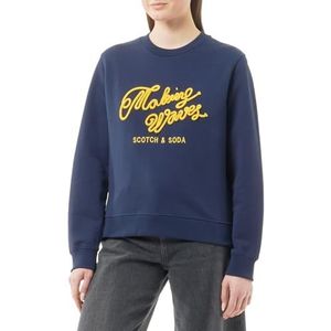 Scotch & Soda Dames Cotton Conversion Regular Artwork Sweatshirt, Navy Blue 6865, L