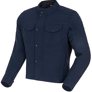 REBELHORN Hunter Textil Motorjack voor heren, ellebogen en schouderbeschermers, warme voering, waterdicht en ademend Humax-membraan, blauw, XL