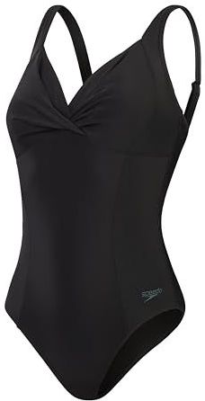Speedo Shaping Cross Knot 1-delig badpak voor dames, shapewear, strand- en vakantiebadmode, zwart, 34/10