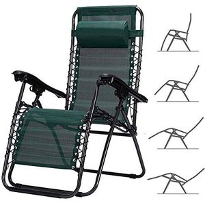 BAKAJI stoel Zero ligstoel relaxstoel inklapbaar ruimtebesparend Tubolari staal 22 mm verstelbaar stof van textiel ademend zee strand zwembad Outdoor (groen)