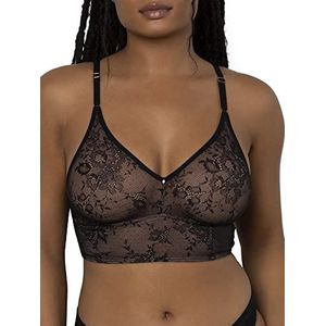 Smart & Sexy Damesbralette met gladde kanten beha, Zwarte kleur (glaspits), S