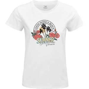 Republic Of California WOREPCZTS103 T-shirt voor dames ""Santa Monica Beach"", wit, maat M, Wit, M