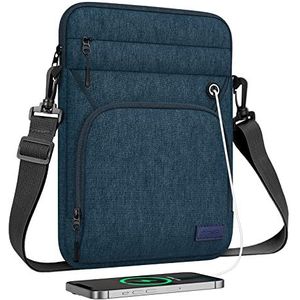 MoKo 9-11 Inch Tablet Sleeve Bag, Fits iPad Air 5/4th 10.9, iPad 9/8/7th 10.2, iPad 10th Gen. 10.9, iPad Pro 11 Inch, Tab S8/S9 11, Multifunctional Bag with Shoulder and Headphone Port, Indigo