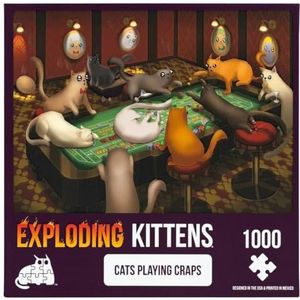 Exploding Kittens Puzzel - Cats Playing Craps - 1000 stukjes - Engels - voor Volwassenen