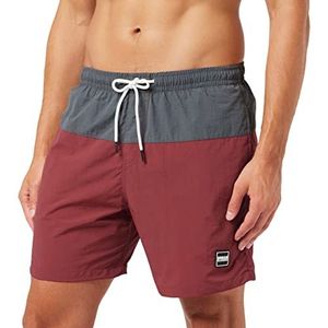 Urban Classics Zwembroek voor heren, blokshorts, sneldrogend, verkrijgbaar in vele kleurvarianten, maten XS-5XL, Brickred/Darkshadow, S