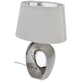 Reality Leuchten Taba R50521089 tafellamp, keramiek, stoffen kap wit/zilverkleurig, hoogte 52 cm