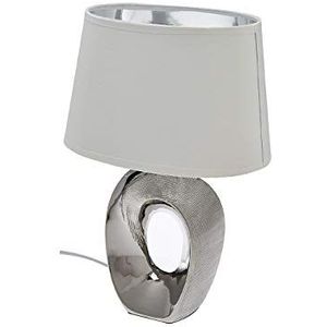 Reality Leuchten Taba R50521089 tafellamp, keramiek, stoffen kap wit/zilverkleurig, hoogte 52 cm