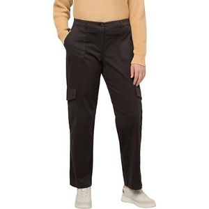 Ulla Popken Cargopants, barrel been broek voor dames, zwartbruin, 44 NL