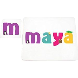 Little helper deken met Coaster illustratieve stijl bont met de naam meisjesnaam Maya