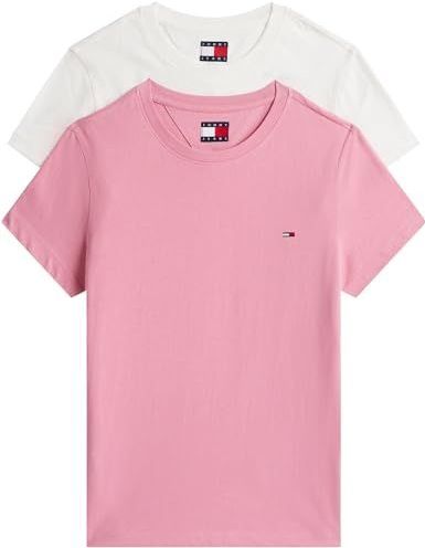 TOMMY JEANS - T-shirt TJW 2PACK C-NECK TEE - Ecru/Mystic Pink - Set van 2