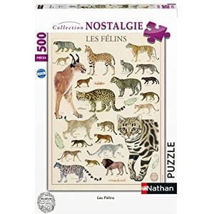 Nathan - Puzzel met 500 stukjes: de katten/museum National d'Histoire natuurlijke volwassenen, 400556872923