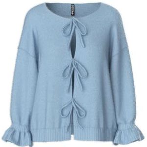 PIECES Pcjimma Ls O-Neck Tie Knit Cardigan Bc, Airy Blue., XL