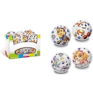 Mondo Toys-Shiny 05638 Paw Patrol-ballen, doos met 12 stuks, gesorteerd in 2 patronen, ideaal voor feestjes en verjaardagen, kleur wit glitter, diameter 10 cm