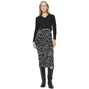 TRENDYOL Dames Midi potloodrok bodycon gebreide rok rok rok, zwart, XS