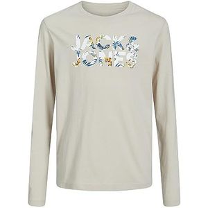 JACK&JONES JUNIOR Jjejeff Corp Logo Tee Ls O-Neck Jnr, Moonbeam/detail: bloem, 116 cm