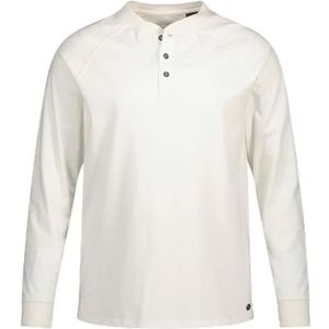 JP 1880, Henley voor heren, grote maten, Oeko-Tex, lange mouwen, vlamjersey, ronde hals, knoopsluiting, tot 8 XL, gebroken wit, 5XL