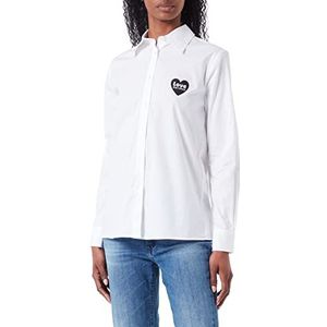 Love Moschino Dames Regular Fit Long-Sleeved Shirt, Optical White, 40, wit (optical white), 40