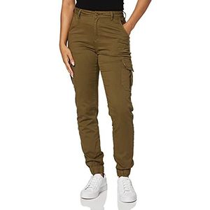 Urban Classics Damesbroek voor dames, hoge taille, cargobroek, cargo-broek met opgestikte zakken, verkrijgbaar in vele kleuren, maten 26-34, olijfgroen, 28