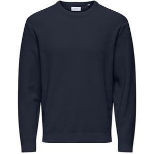 ONLY & SONS Onstony Ds 12 Ls Waffle Crew Knit Noos, Dark Sapphire, XXL