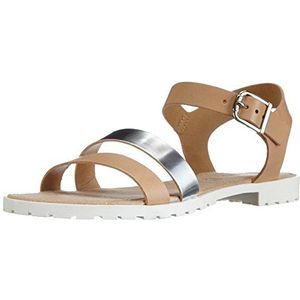s.Oliver 28112 Dames Enkelriempje Sandalen, Beige Natuur Zilver 346, 40 EU