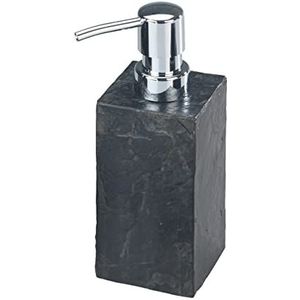 WENKO Zeepdispenser Slate-Rock, navulbare zeepdispenser voor badkamer en keuken in leisteen-look, inhoud: 250 ml, 8,2 x 17 x 5,9 cm, antraciet