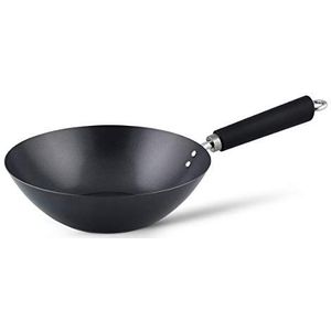 Ken Hom KH427001 Koolstofstaal Niet Plakken Wok, 27cm, Excellence, Geschikt Voor Inductiekookplaten/Metalen Keukengerei, Vaatwasmachinebestendig, 2 Jaar Garantie