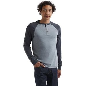 Hanes Heren=T-shirts, BeefyT Henley shirts, katoenen herenshirts met lange mouwen, S