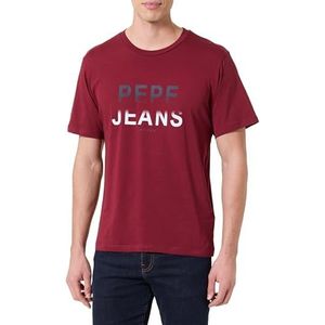 Pepe Jeans Heren M Season Logo III T-shirt, Rood (Tibetaans Rood), M, Rood (Tibetaans Rood), M